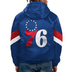 Philadelphia 76ers Starter Force Play Satin Hoodie Half-Zip Jacket Royal