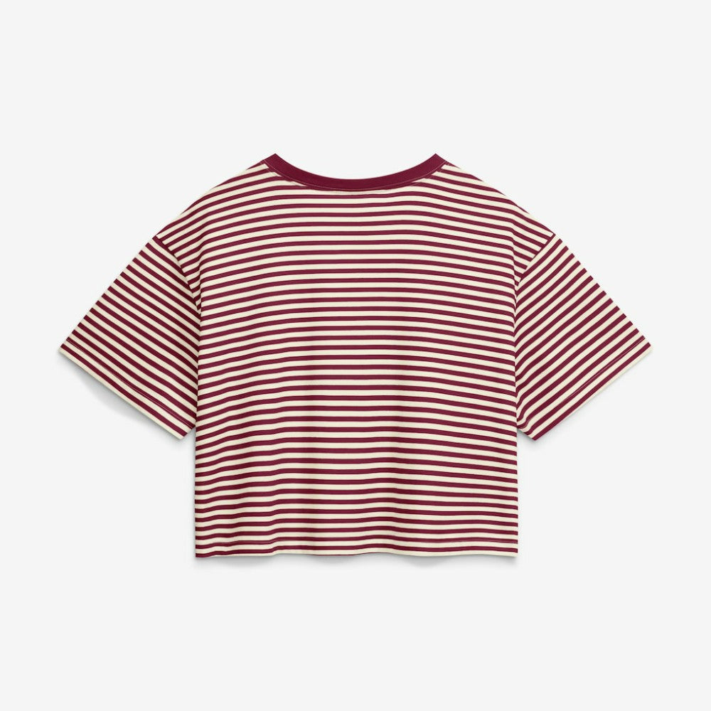 Philadelphia Phillies Nike Women's Cooperstown Collection Striped Cropped T-Shirt - Burgundy/Cream T-shirts
