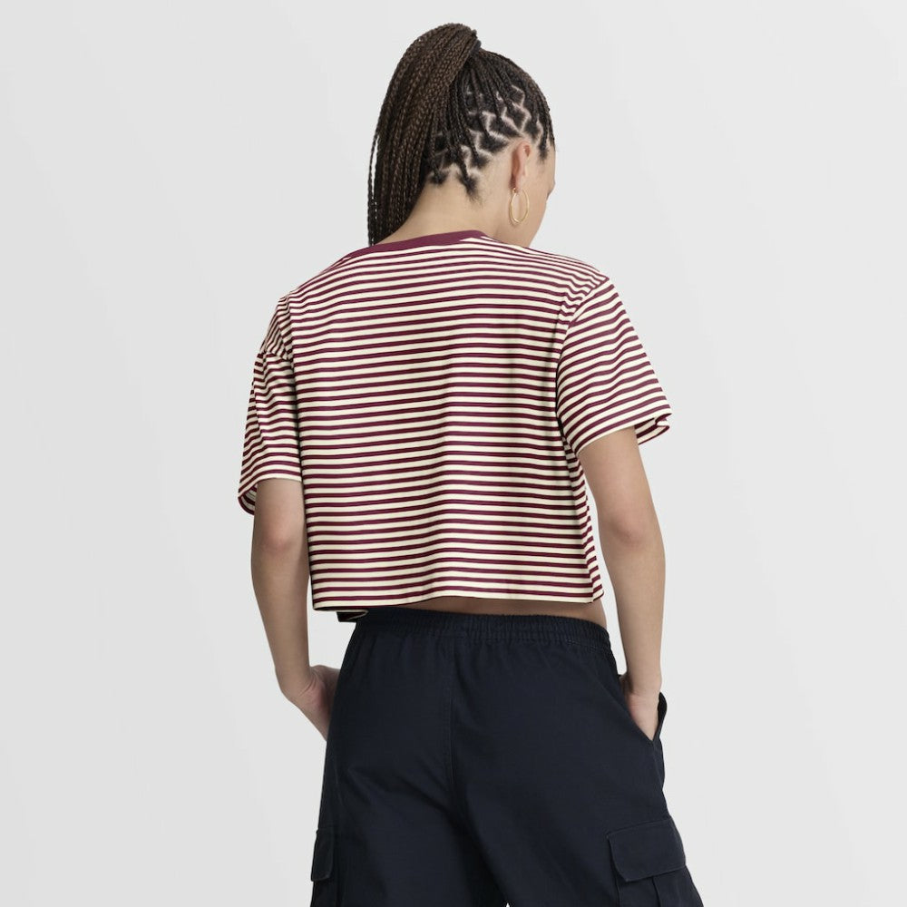 Philadelphia Phillies Nike Women's Cooperstown Collection Striped Cropped T-Shirt - Burgundy/Cream T-shirts