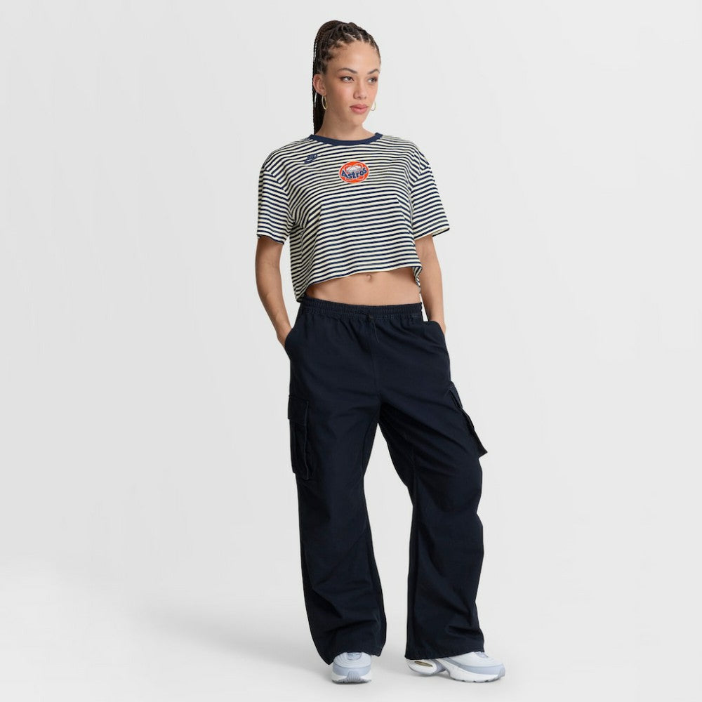 Houston Astros Nike Women's Cooperstown Collection Striped Cropped T-Shirt - Navy/Cream T-shirts
