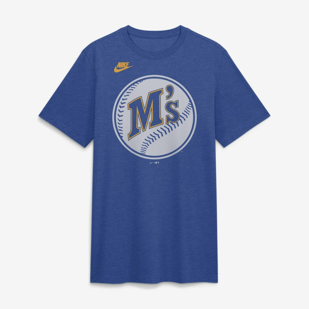 Seattle Mariners Nike Cooperstown Logo Tri-Blend T-Shirt - Heather Royal T-shirts