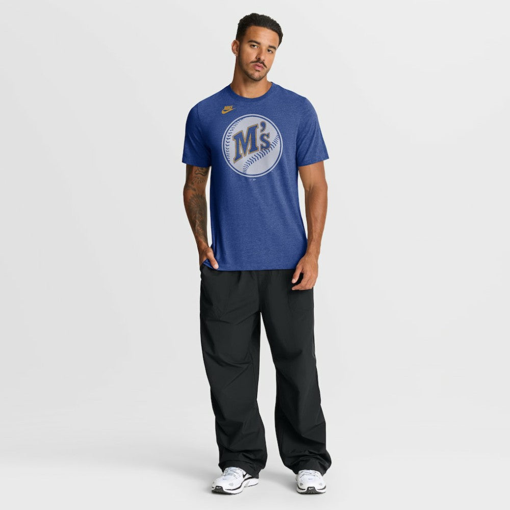 Seattle Mariners Nike Cooperstown Logo Tri-Blend T-Shirt - Heather Royal T-shirts