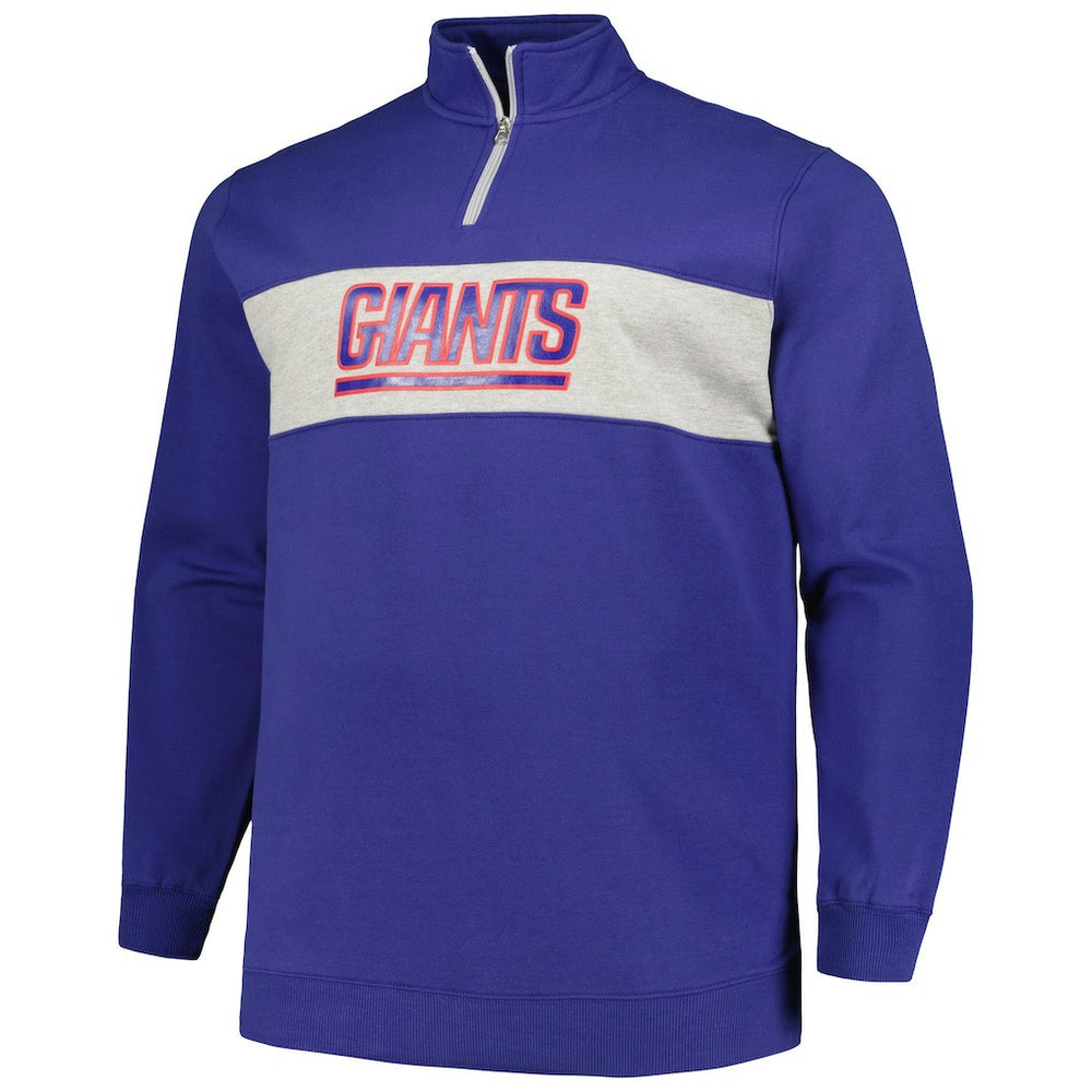 New York Giants Profile Big & Tall Fleece Quarter-Zip Jacket - Royal Jackets