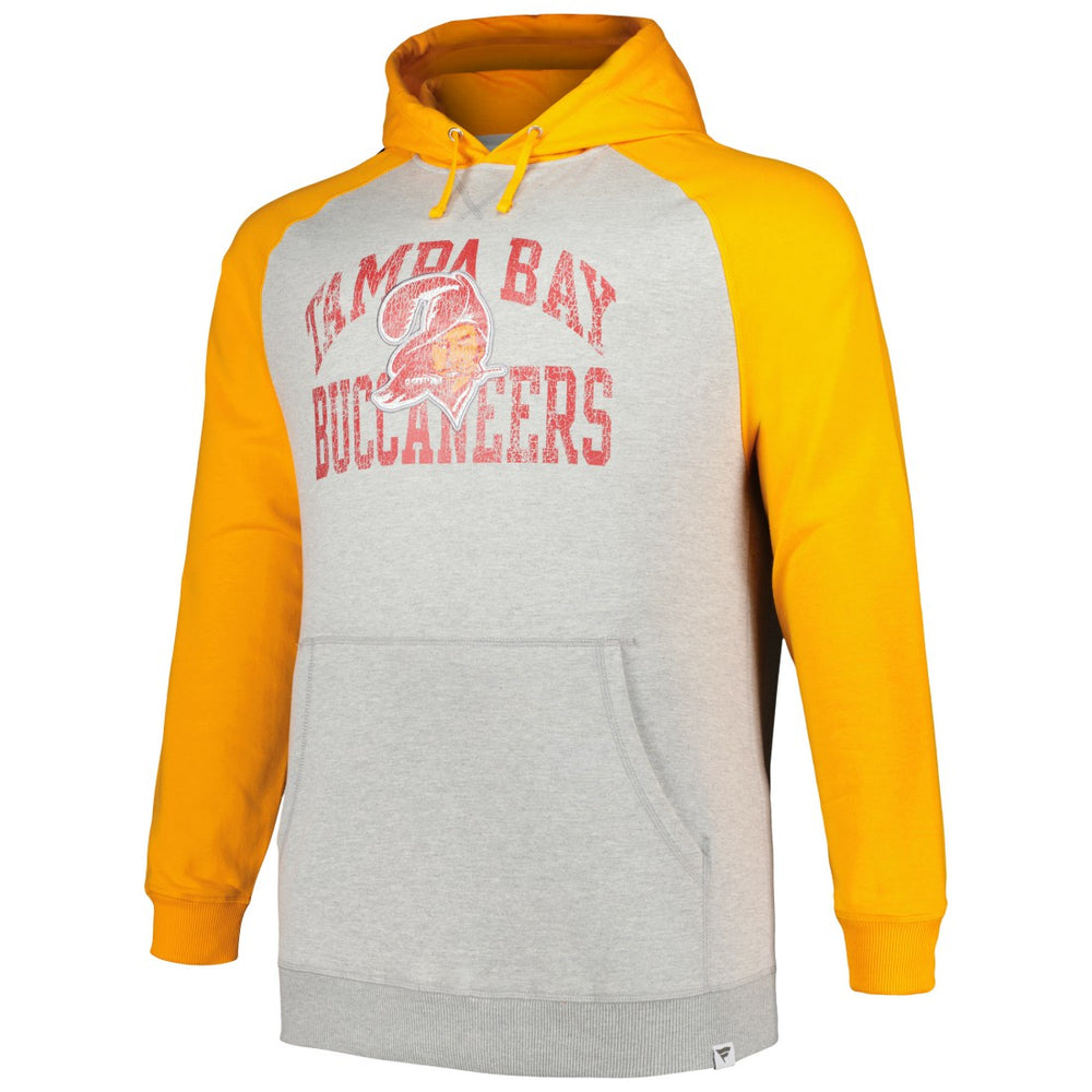 Tampa Bay Buccaneers Profile Big & Tall Favorite Arch Throwback Raglan Pullover Hoodie - Heather Gray/Orange Hoodies