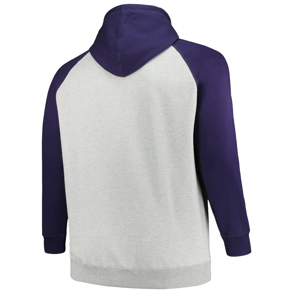 Dallas Cowboys Profile Big & Tall Favorite Arch Throwback Raglan Pullover Hoodie - Heather Gray/Navy Hoodies