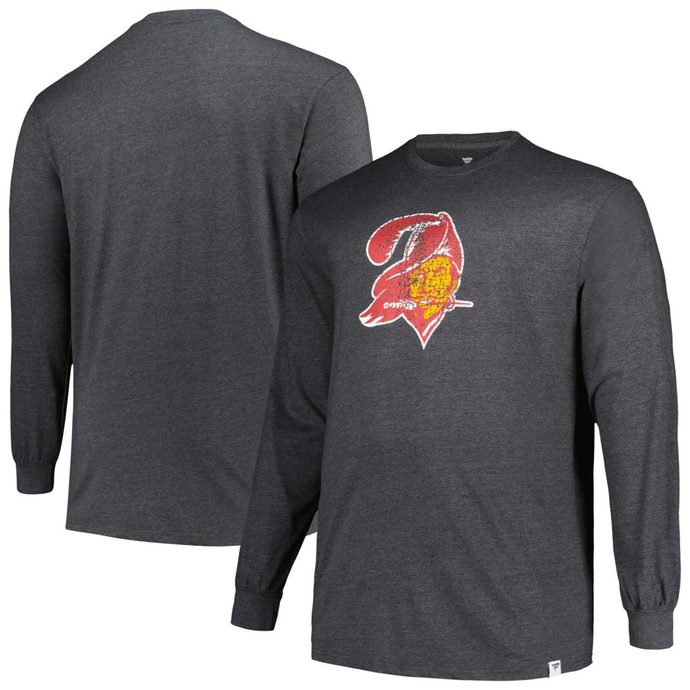 Tampa Bay Buccaneers Profile Big & Tall Throwback Long Sleeve T-Shirt - Heather Charcoal T-shirts