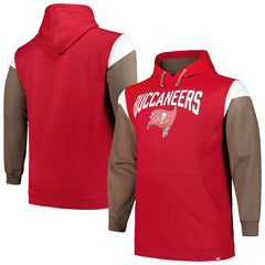 Tampa Bay Buccaneers Profile Big & Tall Trench Battle Pullover Hoodie - Red Hoodies