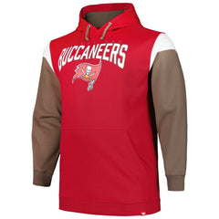 Tampa Bay Buccaneers Profile Big & Tall Trench Battle Pullover Hoodie - Red Hoodies