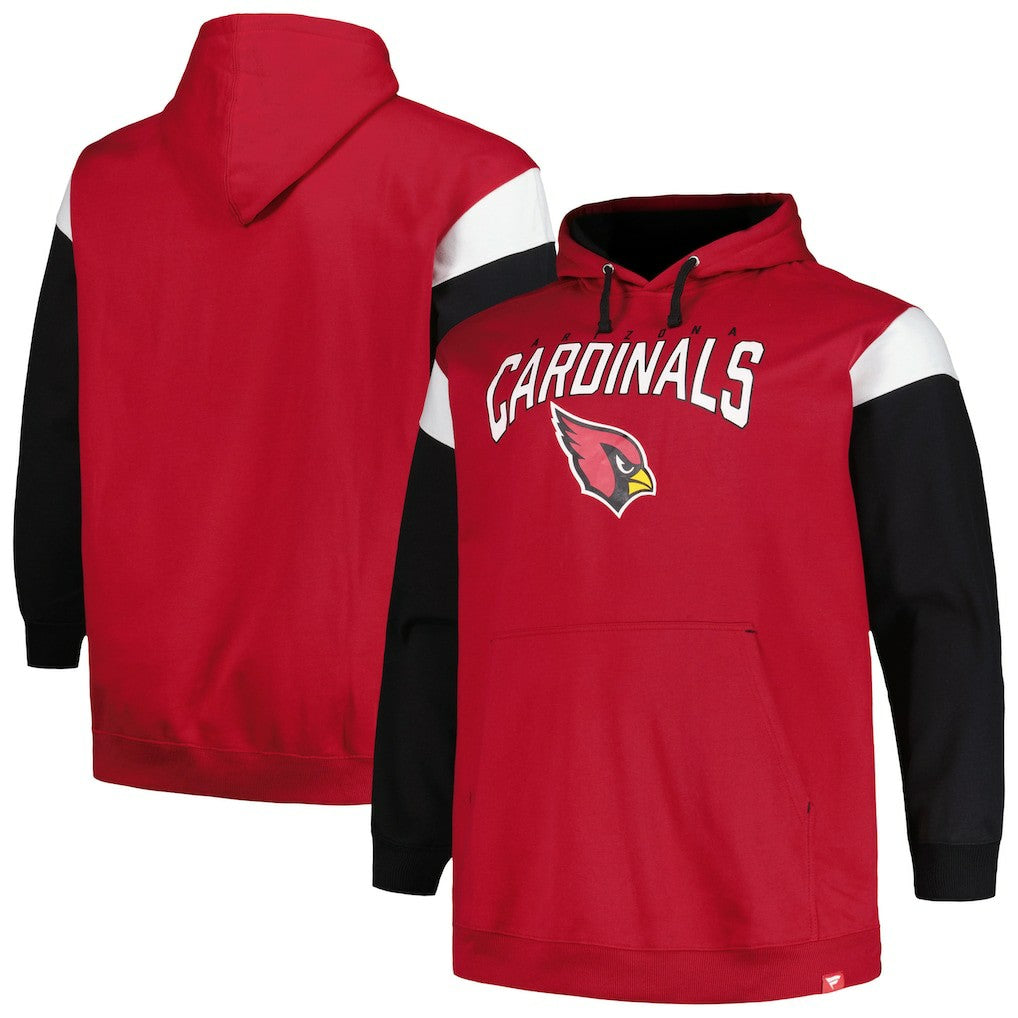 Arizona Cardinals Profile Big & Tall Trench Battle Pullover Hoodie - Cardinal Hoodies