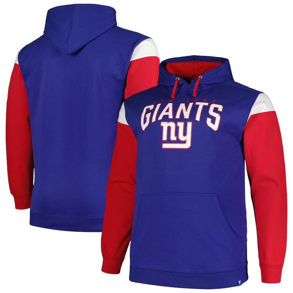 New York Giants Profile Big & Tall Trench Battle Pullover Hoodie - Royal Hoodies