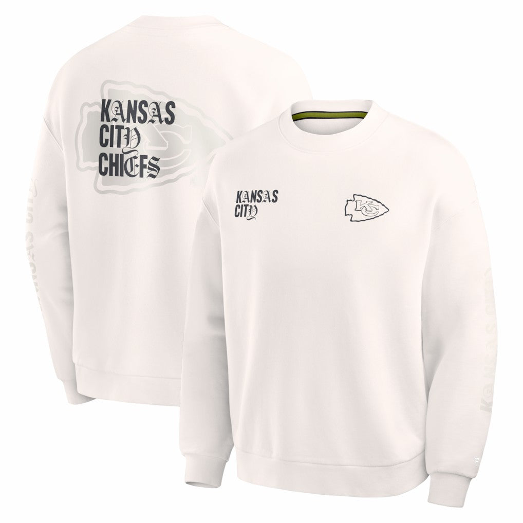 Kansas City Chiefs Oversized Type Play Multi Sweatshirt - Cream Sweatshirts