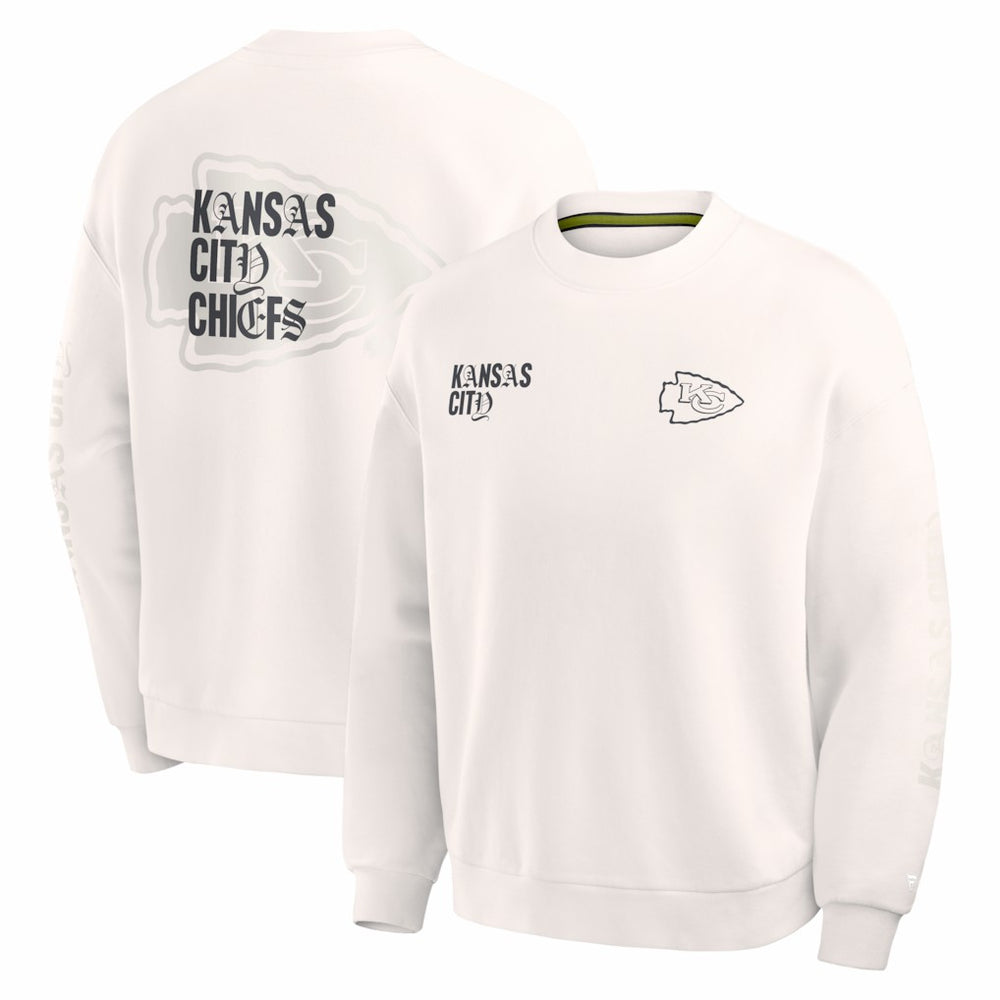 Kansas City Chiefs Oversized Type Play Multi Sweatshirt - Cream Sweatshirts