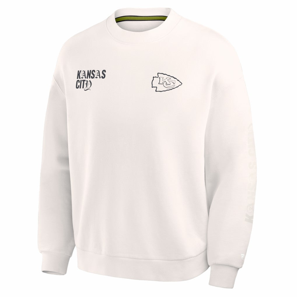 Kansas City Chiefs Oversized Type Play Multi Sweatshirt - Cream Sweatshirts