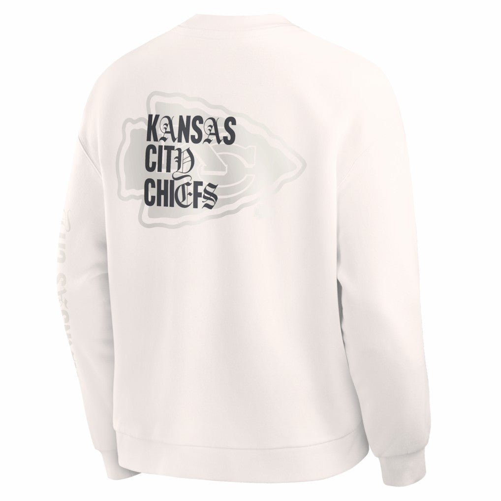 Kansas City Chiefs Oversized Type Play Multi Sweatshirt - Cream Sweatshirts