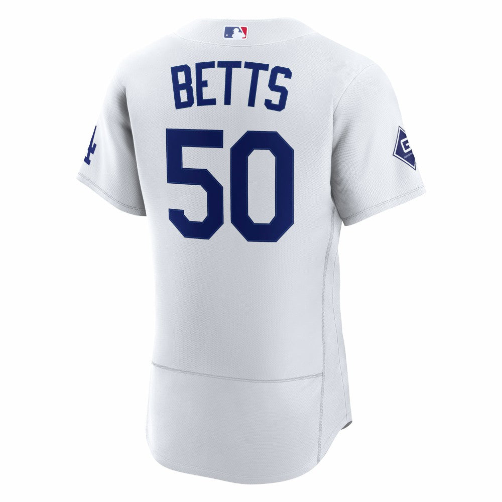 Mookie Betts Los Angeles Dodgers Nike Home Authentic Sponsor Patch Jersey - White Jerseys