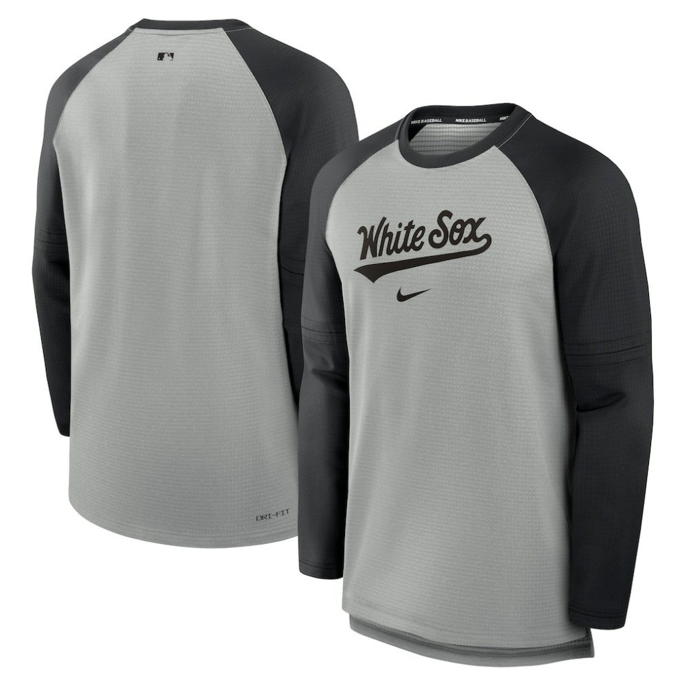Chicago White Sox Nike Authentic Collection Game Time Raglan Performance Long Sleeve T-Shirt - Heather Gray/Black T-shirts