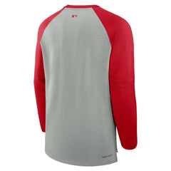 Los Angeles Angels Nike Authentic Collection Game Time Raglan Performance Long Sleeve T-Shirt - Heather Gray/Red T-shirts