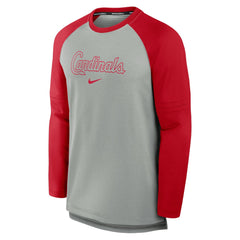 St. Louis Cardinals Nike Authentic Collection Game Time Raglan Performance Long Sleeve T-Shirt - Heather Gray/Red T-shirts