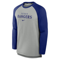Texas Rangers Nike Authentic Collection Game Time Raglan Performance Long Sleeve T-Shirt - Heather Gray/Royal T-shirts