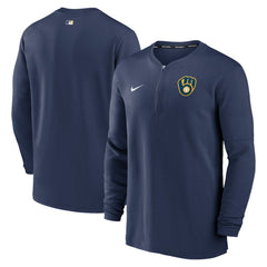 Milwaukee Brewers Nike Authentic Collection Game Time Performance Quarter-Zip Top - Navy Tops
