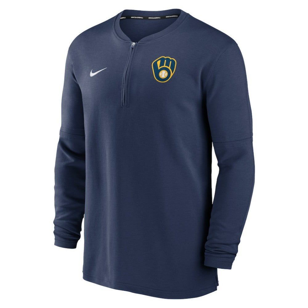 Milwaukee Brewers Nike Authentic Collection Game Time Performance Quarter-Zip Top - Navy Tops