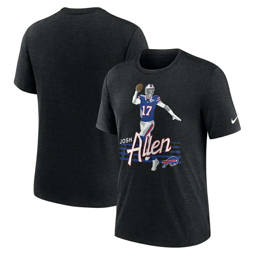Josh Allen Buffalo Bills Player Graphic T-Shirt - Heather Black T-shirts
