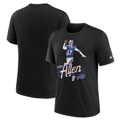 Josh Allen Buffalo Bills Player Graphic T-Shirt - Heather Black T-shirts