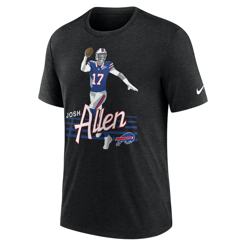 Josh Allen Buffalo Bills Player Graphic T-Shirt - Heather Black T-shirts