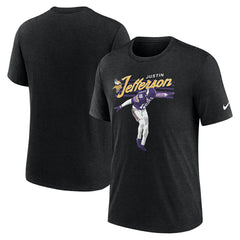 Justin Jefferson Minnesota Vikings Player Graphic T-Shirt - Heather Black T-shirts