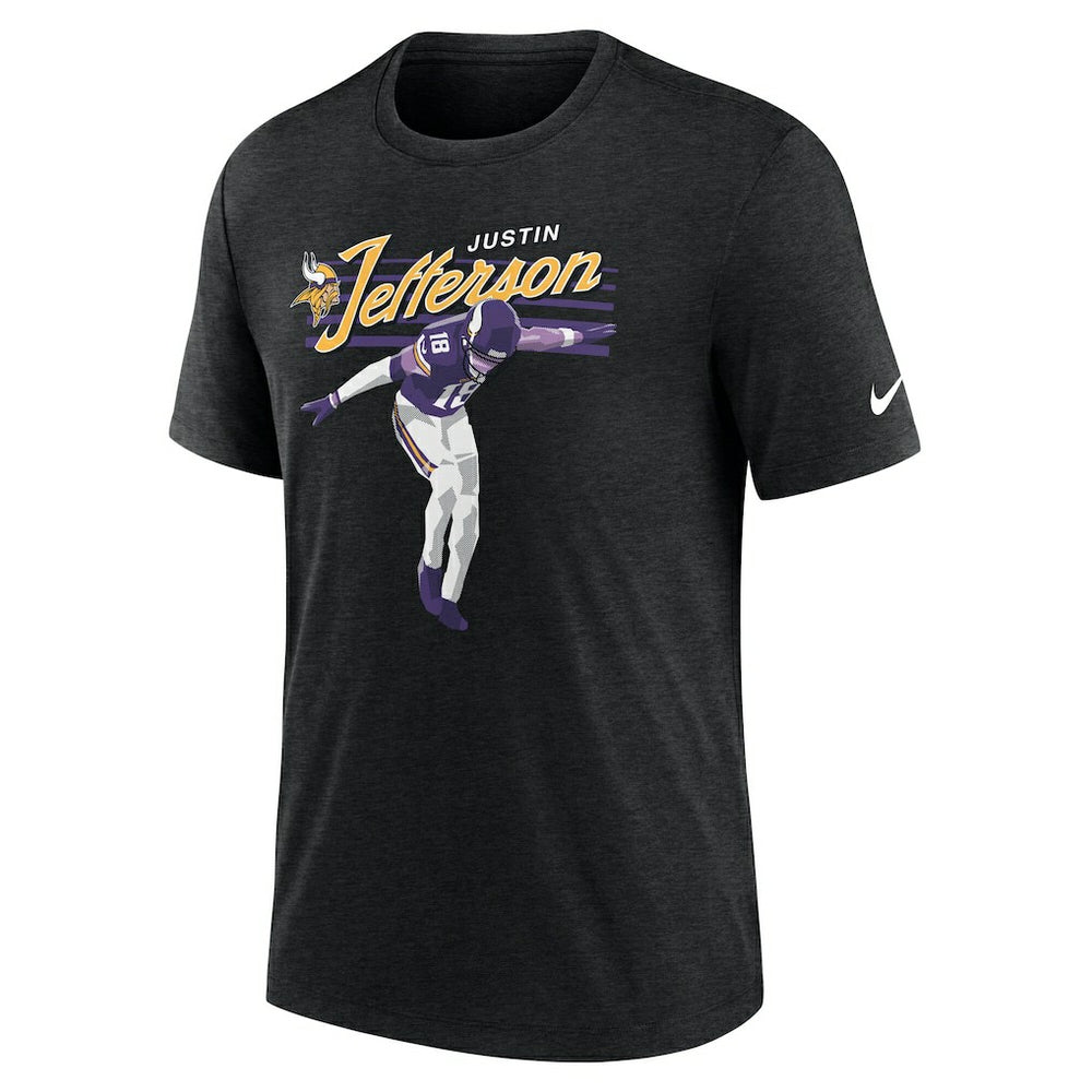 Justin Jefferson Minnesota Vikings Player Graphic T-Shirt - Heather Black T-shirts