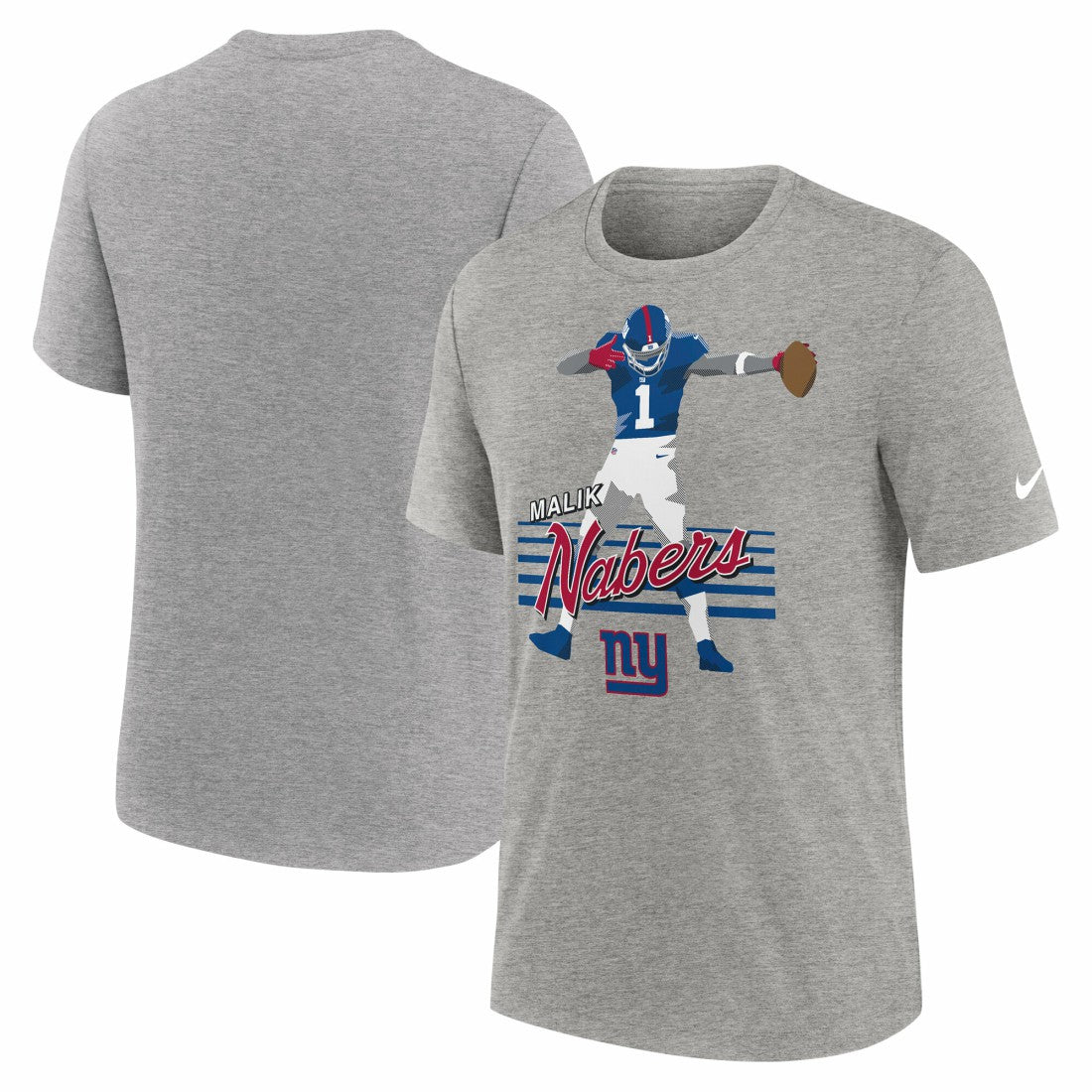 Malik Nabers New York Giants Player Graphic T-Shirt - Heather Gray T-shirts