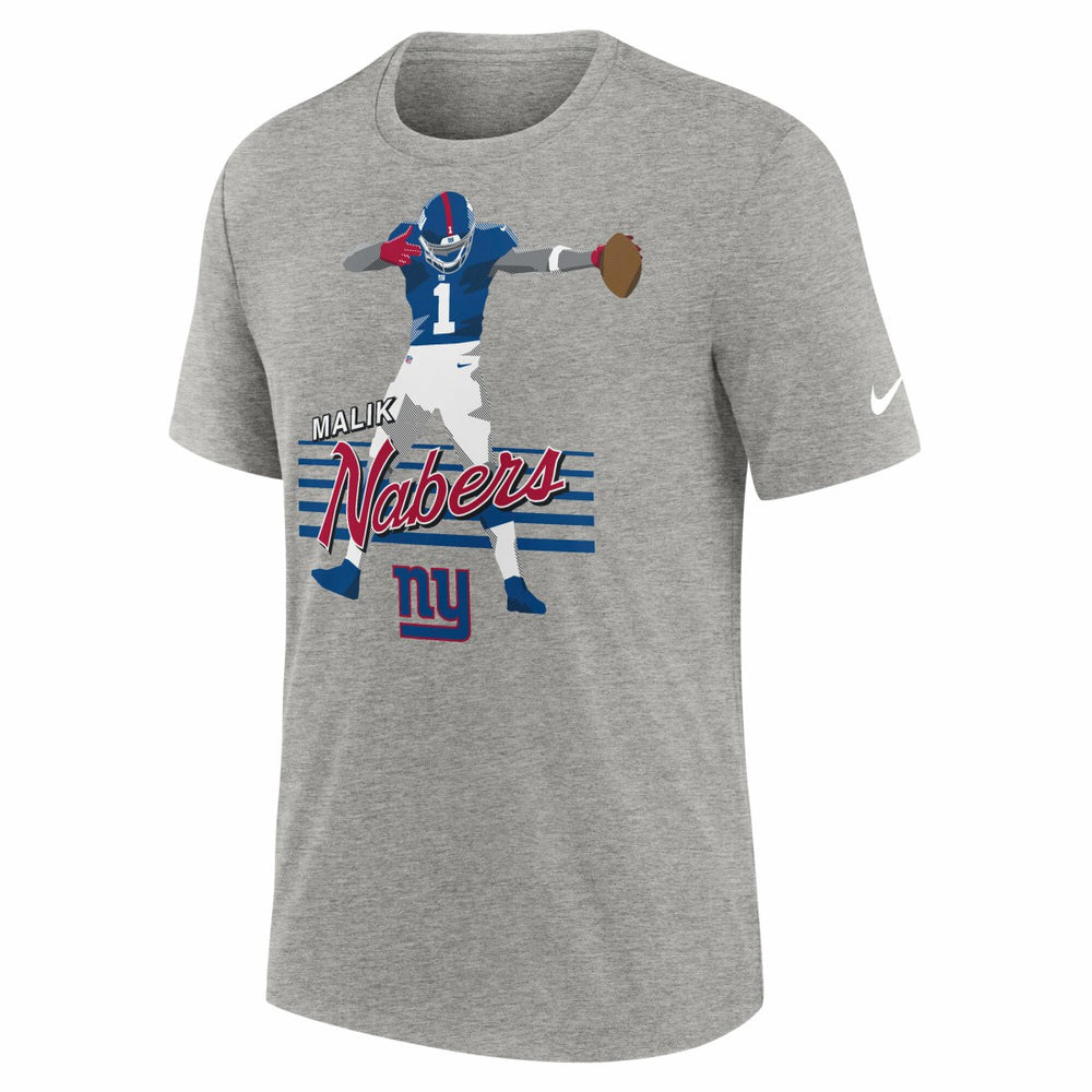 Malik Nabers New York Giants Player Graphic T-Shirt - Heather Gray T-shirts