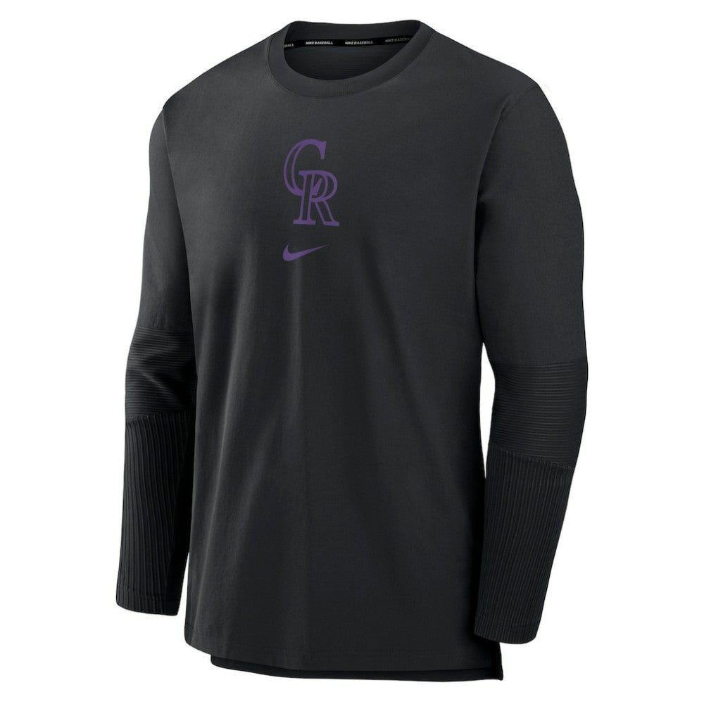 Colorado Rockies Nike Authentic Collection Player Dri-FIT Lightweight Pullover - Black Pullover