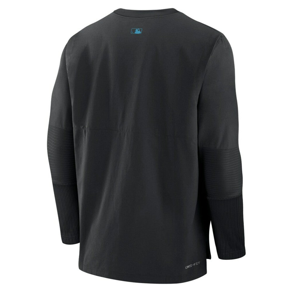 Miami Marlins Nike Authentic Collection Player Dri-FIT Lightweight Pullover - Black Pullover