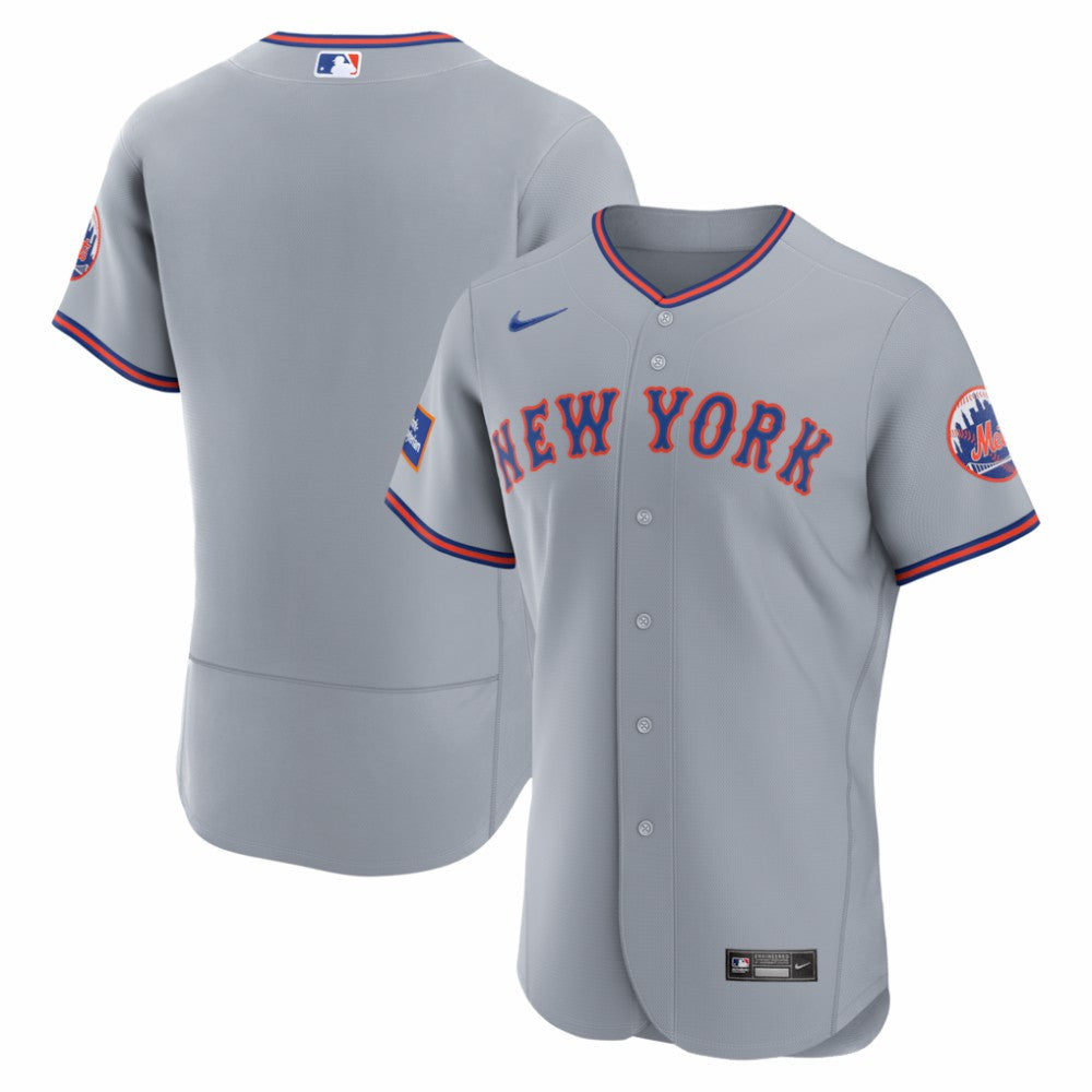 New York Mets Nike Road Sponsor Patch Authentic Jersey - Gray Jerseys