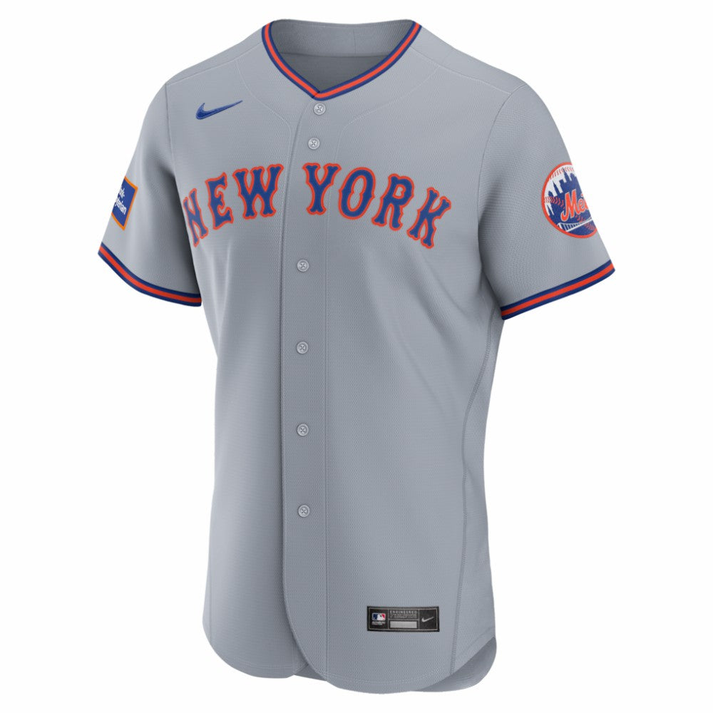 New York Mets Nike Road Sponsor Patch Authentic Jersey - Gray Jerseys