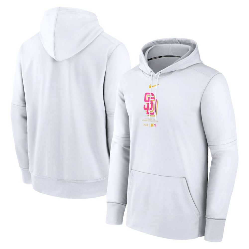San Diego Padres Nike Authentic Collection City Connect Practice Performance Pullover Hoodie - White Hoodies