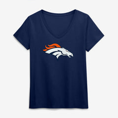 Denver Broncos Logo Athletic Women's Primary Logo V-Neck T-Shirt - Navy T-shirts