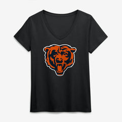 Chicago Bears Logo Athletic Women's Primary Logo V-Neck T-Shirt - Black T-shirts