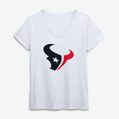 Houston Texans Logo Athletic Women's Primary Logo V-Neck T-Shirt - White T-shirts