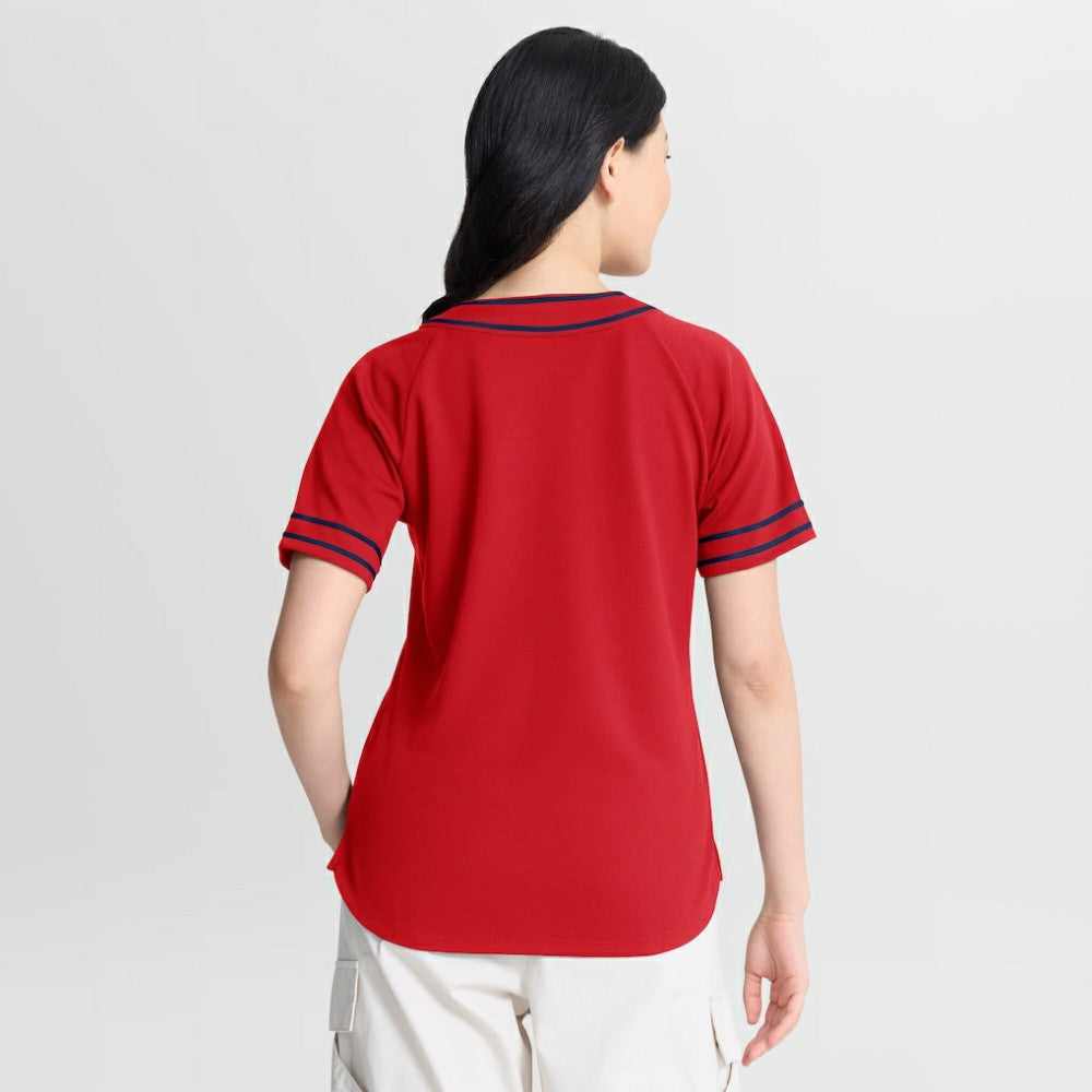 St. Louis Cardinals Fanatics Women's Diva Race Ahead Raglan V-Neck T-Shirt - Red T-shirts