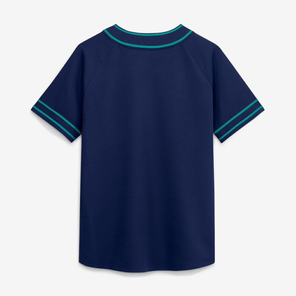 Seattle Mariners Fanatics Women's Diva Race Ahead Raglan V-Neck T-Shirt - Navy T-shirts