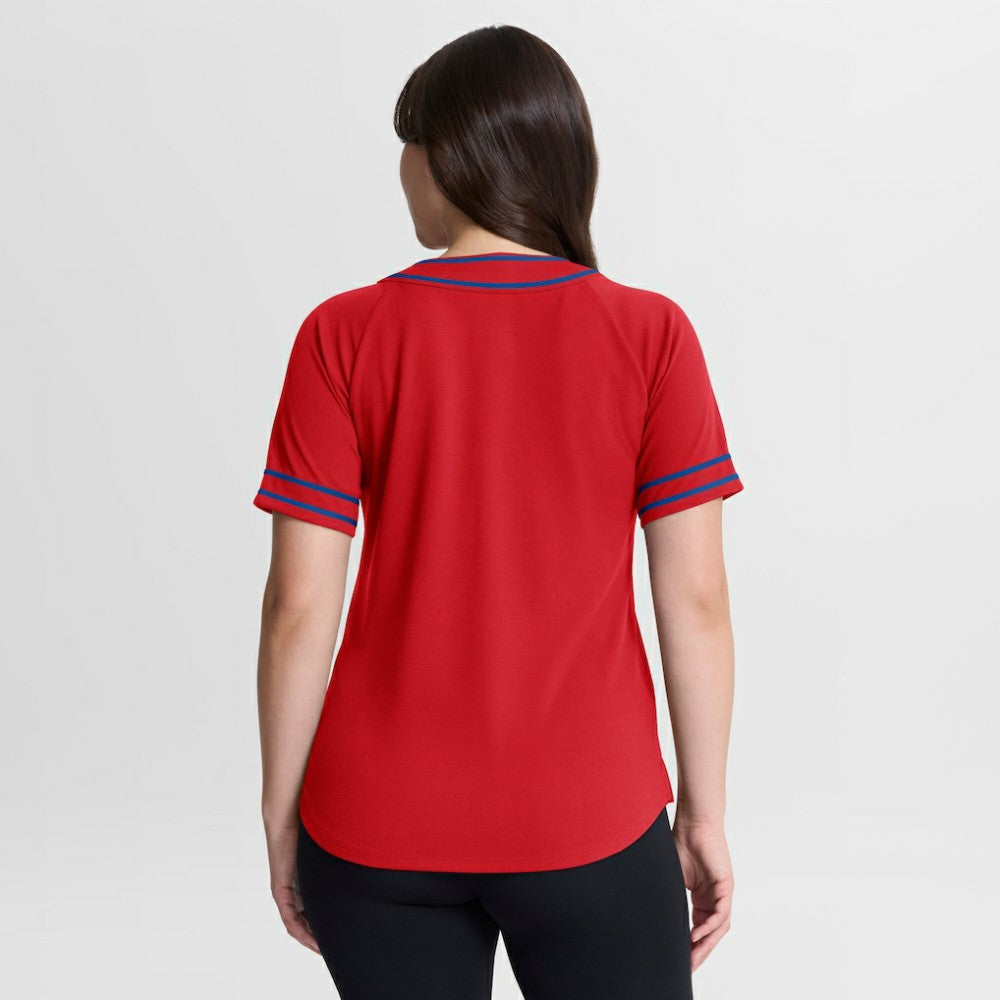 Philadelphia Phillies Fanatics Women's Diva Race Ahead Raglan V-Neck T-Shirt - Red T-shirts