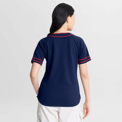 Minnesota Twins Fanatics Women's Diva Race Ahead Raglan V-Neck T-Shirt - Navy T-shirts