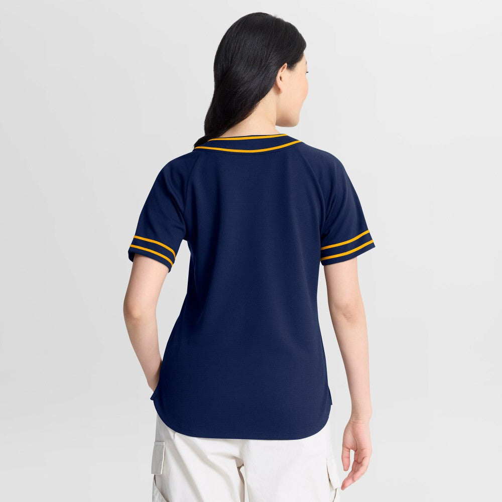 Milwaukee Brewers Fanatics Women's Diva Race Ahead Raglan V-Neck T-Shirt - Navy T-shirts