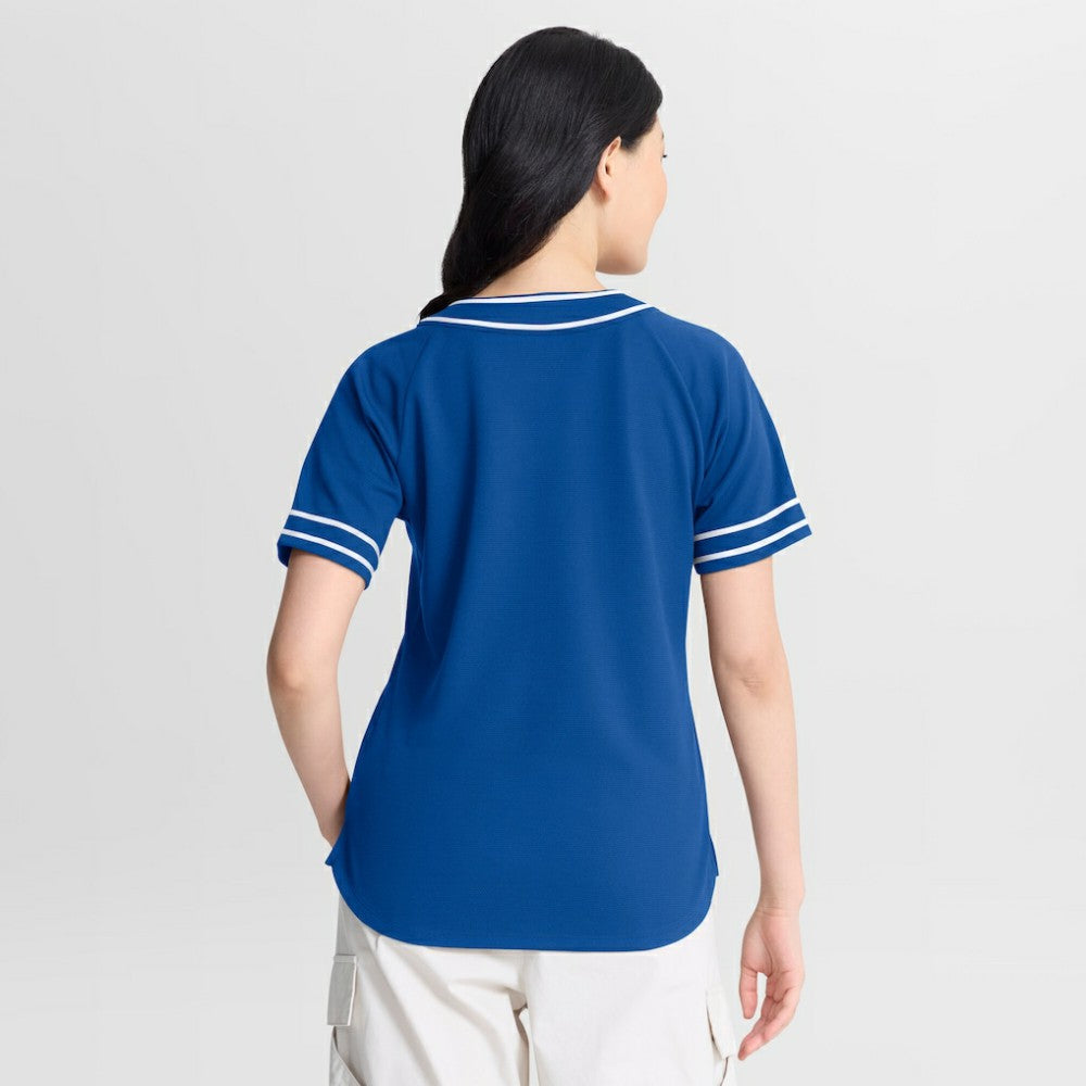 Los Angeles Dodgers Fanatics Women's Diva Race Ahead Raglan V-Neck T-Shirt - Royal T-shirts