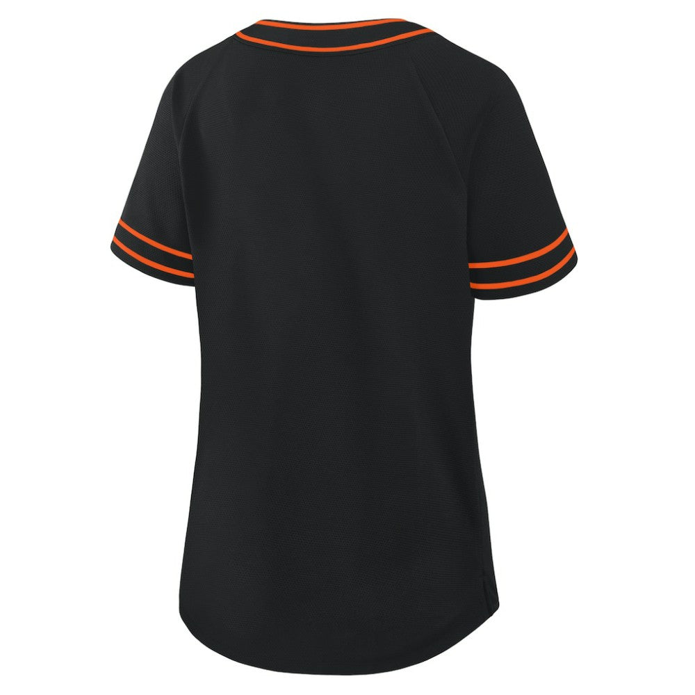Baltimore Orioles Fanatics Women's Diva Race Ahead Raglan V-Neck T-Shirt - Black T-shirts