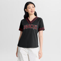 Arizona Diamondbacks Fanatics Women's Diva Race Ahead Raglan V-Neck T-Shirt - Black T-shirts