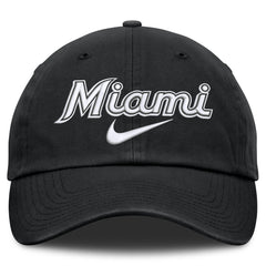 Miami Marlins Nike Primetime Club Adjustable Hat - Black Hats