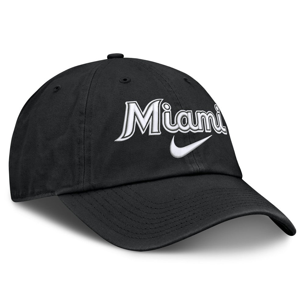Miami Marlins Nike Primetime Club Adjustable Hat - Black Hats